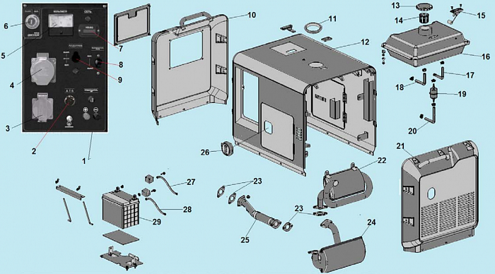2 БАК - АККУМУЛЯТОР ГЕНЕРАТОР CHAMPION DG6501ES +ATS